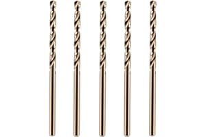 RENNIE TOOL COMPANY Pack Of 5 x 3mm HSS Gold Cobalt Jobber Drill Bits For Drilling Stainless Steel And Hard Steels/Metals