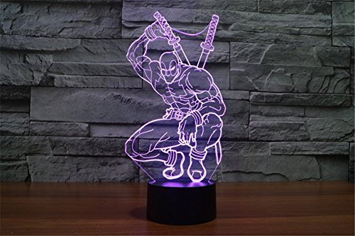 SmartEra® 3D Optical Illusion Mercenary Deadpool Nacht Dekorative Beleuchtung touch-Tasten 7 Farben ändern Decor LED Lampe - 5
