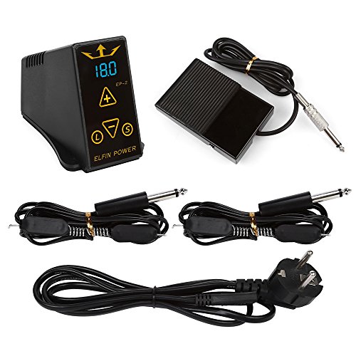 Hommii LCD Digital Pro Tattoo Machine, Tattoo Power Supply Kit , Tattoo Netzteil, Tattoo Zeiger; Tattoo Stromversorgung Gerät Fußpedal + 2Clip Cord - 4