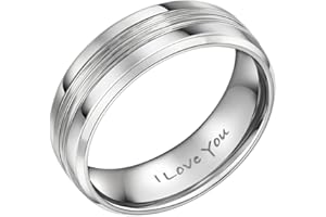 Willis Judd Mens Titanium Ring Engraved I Love You In Gift Box 8mm Wedding Band Ring for Men Engagement Ring Comfort Fit