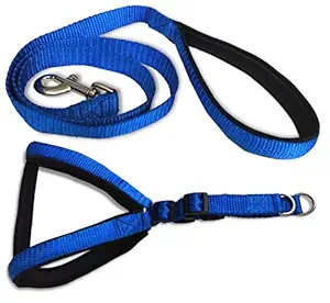 Smarty Pet Nylon with Blue Padding Dog Harness 1 inch Black - (Medium)