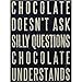 Produktbild MZY LLC Metallschilder, Vintage-Poster, Bar, Pub, Club, Garage, Dekor - Chocolate Doesn't Ask Silly Questions Chocolate Understands 30 x 20 cm