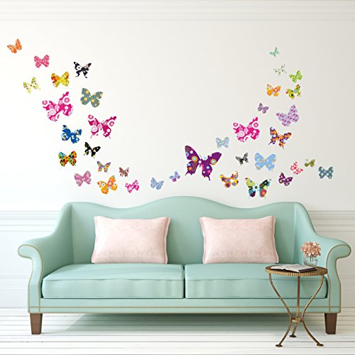 Decowall DW-1201 38 Farbige Schmetterlinge Wandsticker Wandaufkleber Wandtattoo Kinderzimmer - 2