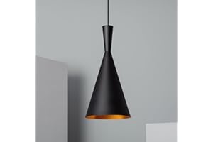 LEDKIA LIGHTING Lámpara Colgante Metal Lennon 1620xØ185 mm Negro E27 Casquillo Gordo Aluminio Decoración Salón, Habitación, Dormitorio