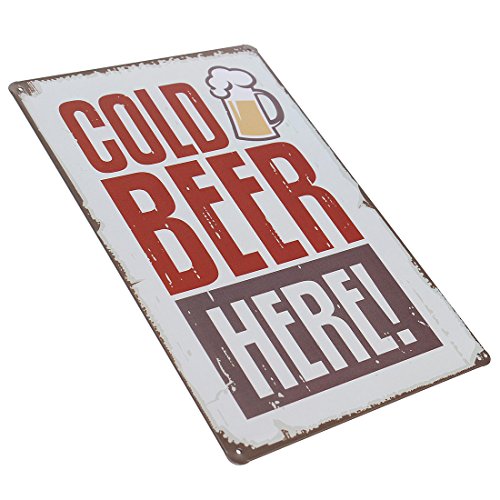 KING DO WAY Wanddeko Metallschild Blechschild „GOLD BEER HERE“ Retro Deko 30x20cm - 2