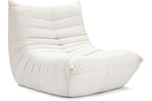 Vesgantti Togo Fireside Chair, Contemporary Beige Suede Lounge Chair, Ergonomic Lumbar Support, Perfect for Bedroom, Living Room, Office