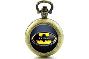 Products Just4U Gift Boxed Batman Themed Quartz Pocket/Necklace Watch - Free Spare Battery