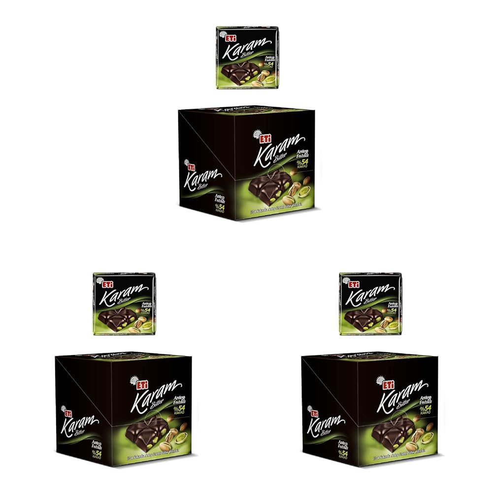 Eti Karam%54 Kakaolu Antep Fıstıklı Bitter Çikolata 60 g x 6 Adet (3 paketi)