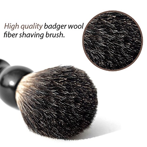 Mture Dachshaar Rasierpinsel,Badger Shaving Brush Dachshaar Männer Rasierpinsel,100% Dachshaar,Ebenholzimitatgriff, für die perfekte Rasur,Rasierschaum-Pinsel/Rasurzubehör (Schwarz) - 5