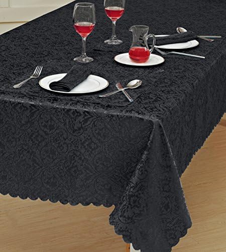 TOP QUALITY JACQUARD DAMASK TABLECLOTHS,RUNNER,NIPKIN,ALL COLOURS,SIZES & SHAPES (52”x70” (132x178cm), BLACK)