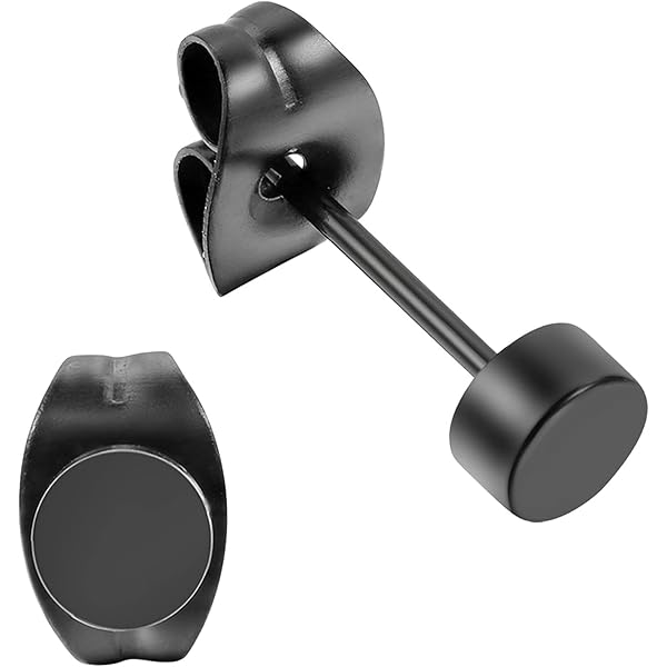 6 paar oorbellen, roestvrij staal, rond, zwart, 3-8 mm, set voor dames en heren