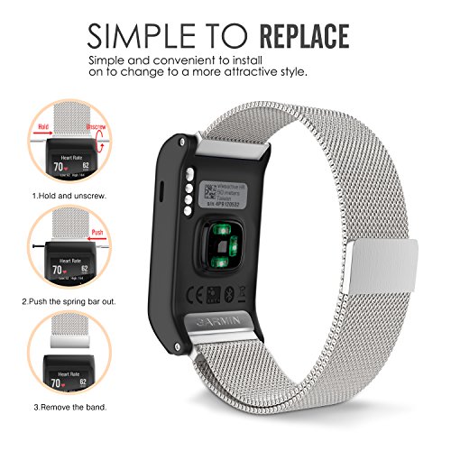MoKo Garmin vívoactive HR Armband – Edelstahl Milanese Magnet Uhr Band Strap Uhrenarmband Erstatzband Replacement für Garmin vívoactive HR Sport GPS-Smartwatch, Silber - 7