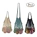 Produktbild GoldLiiver Einkaufsnetz Netze Tasche Kartoffelsack wiederverwendbar Einkaufstasche Baumwoll Netzbeutel Obst- und Gemüsebeutel 3er Set (Colourful A)