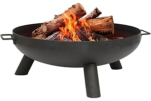 HAMMER AND TONGS Hammer & Tongs 59.5cm Iron Fire Pit - Small Outdoor Round Garden Fire Bowl Brazier Garden Patio Heater Stove for Wood Logs, Charcoal Burning, BBQ, Camping Firepit
