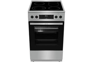 Gorenje GECS5C70XPA - Fornello elettrico con piano cottura in vetroceramica, 50 cm, 70 litri, GentleClose, riscaldamento rapido, AirFry/ExtraSteam, modalità pizza 300°C/Estratti