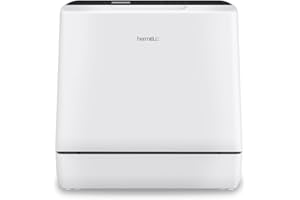 Hermitlux Mini zmywarka 5 l – zmywarka stołowa z 6 programami, ramiona natryskowe 360°, suszenie na ciepłym powietrzu, klasa energetyczna D, bez instalacji – bez okna perspektywicznego