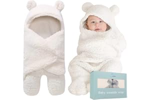 BlueMello Baby Swaddle Blanket | Ultra-Soft Plush Essential for Infants 0-6 Months | Receiving Swaddling Wrap White | Ideal Newborn Registry and Toddler Boy Accessories | Perfect Baby Girl Shower Gift