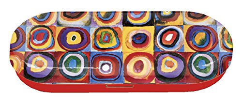 Fridolin 18748 Kandinsky, Quadrate und konzentrische Kreise Brillenetui Metall mehrfarbig 16 x 6,6 x 2,8 cm