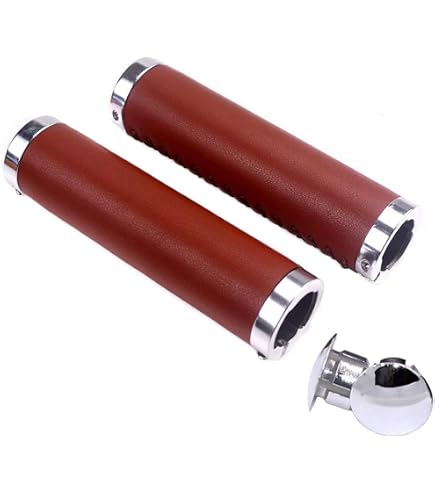 Gusti Echtleder-Lenkergriff „Sonny C.“ – Für Fahrräder, Mit Metallring, Retro Design