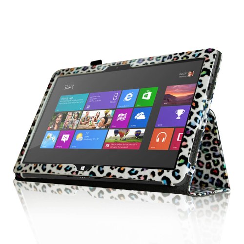 Fintie Schutzhülle Flip Case mit Stylus Halterung für Microsoft Surface RT/Surface 2 26,9 cm nicht kompatibel mit Windows 8 Pro – – ZB-Leopard Regenbogen Surface 2 / Surface RT - 3