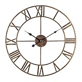 HP-YSH CcCoCc Wanduhr Traditionelle Vintage Schwarz/Gold Eisen Mit Extra Großem Skelettrahmen Römische Ziffer (40 cm / 60 cm / 80 cm)