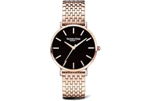 VICTORIA HYDE Moda Simple Mujeres Reloj de Pulsera de Cuarzo Correa de Cuero/Banda de Malla de Acero Inoxidable