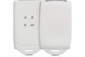 kwmobile Accessoire clé de Voiture Compatible avec Renault Smart Key 4-Bouton (Keyless Go Uniquement) - Coque en Silicone Souple avec Embout Porte-Clé - Blanc