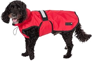 Danish Design 3-in-1 Dog Coat Red, 41cm (16in) - All Weather, Waterpoof, Fleece-Lined, Reflective Raincoat for Dogs