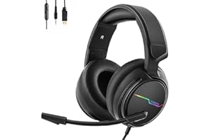 JIGERJS Auriculares para Gamers con microfono,Auriculares con Cable,Conector de Audio de USB&3,5mm,Sonido Stereo, Altavoces 50mm, Compatible PC, PS4, PS5, XBONE One, Nintendo Switch