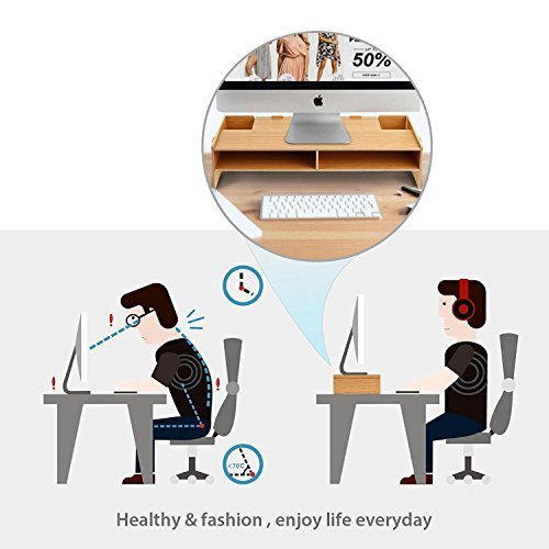 Desktop Monitor Stand Universal Desktop Monitor Ständer Wasserdichte und feuchtigkeitsbeständig Monitorständer für Desktop Schreibtisch – Monitor LCD TV Fernsehapparat Laptop Computer Schirm – Braun - 5