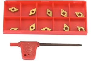 YANMIS Carbide Insert Blade, 10PCS Lathe Turning Tool DCMT070204 US735 DCMT21.51 CNC Carbide Inserts for Cutting Common Steel