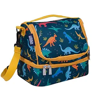 Wildkin Two Compartment Insulated Lunch Bag for Boys & Girls, Measures 9 x 8 x 6 Inches Lunch Box Bag for Kids, Ideal for Packing Hot or Cold Snacks for School & Travel, BPA-Free (Jurassic Dinosaurs)