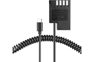 Raeisusp Kabel sprężynowy typu c DMW BLF19 Dummy Battery DMW-DCC12 łącznik DC do aparatu Panasonic Lumix DMC-GH3K GH4K GH5 GH5S G9