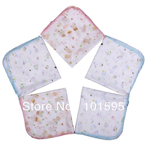 AbleGrow(TM) 5pcs/lot New Baby Gauze Muslin Face Towel Wipe Saliva Washcloth Handkerchief
