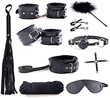 FanAnH-10 piece Plush Leather toy bundle kit for bed black
