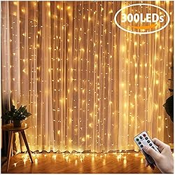Cortina de Luces, Fenvella LED Luces de Cortina Carámbano de Blanco Cálido con 8 Modos de Luz Perfecto para Decoración de Navidad, Festival,Fiestas, Casa,Jardín,Boda,etc