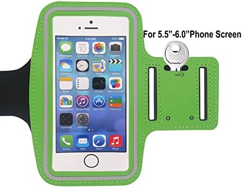Sports Arm Band, Shalwinn Water Resistant Running Armband With Key Holder for 6S Plus 6 Plus, Moto Samsung And So On( Green 5.5-6.0" Screen)