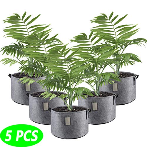 Aobp Grow Bags 12.2 GAL Garden Planting Bag Aeration Fabric Pot with Handles for Planter 5 Pack
