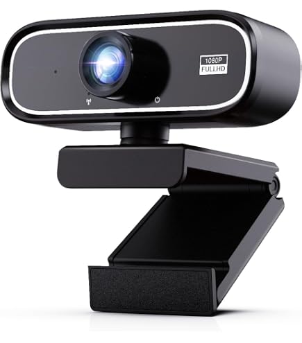 Webcam 1080P Avec Microphone Et Cache-Objectif - Caméra Streaming Grand Angle 90° Plug & Play
