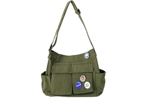 YILCER Canvas Crossbody Bag for Women, Canvas Shoulder Bags Aesthetic Messenger Bag Y2K Satchel Bag Hobo Tote Bag for School Travel Casual Daily