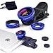 Produktbild SYIN Phone Lens, 3 in 1 iPhone Camera Lens Kit Fish Eye Lens Super Wide Angle + Macro Lens + Lens for iPhone 6 6S Plus 5 5S, iPad, Samsung and other common mobile phone (gules) (blue)