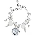 SKYLOFTS White Pearl Hanging Charm Watch Bracelet for Girls (Off-White)