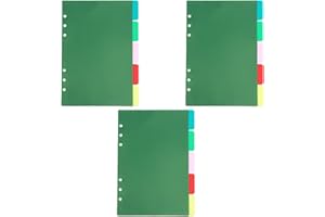 HUAAXTLANG 15 Pcs A5 6-Hole Binder Pockets A5 Plastic Binder Index Dividers Multi-Punched Pre-Printed Tabs for Files, Documents, Notebooks, Cards