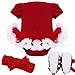 YiZYiF My First Christmas Tree Santa Jumpsuit Girls Tutu Outfit Baby Dress Clothes Set Christmas Santa Claus 0-3 Months