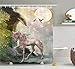 Produktbild keiwiornb Hummingbirds Decorations Shower Curtain Set, Last Unicorn Golden Leaves Birds Twinkling Stars Moon Mystic Fantasy Fairytale, Bathroom Accessories,60W X 72L Inches