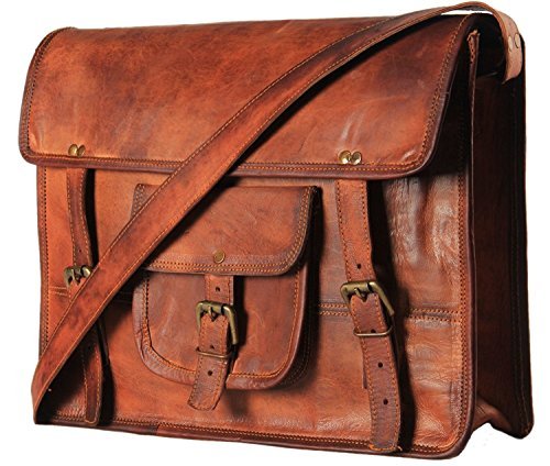 HandmadeCart Original Naturlich Leder Vielseitige Umhäng Tasche (für 15″ Laptop/Macbook) Vintage Braun Schulter Aktentasche für Männer und Frauen - 2