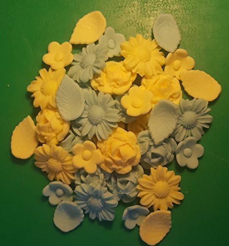 Edible Bouquet 36 roses flowers cupcake cake topper decoration wedding 50 verieties (Baby Blue & Cream)