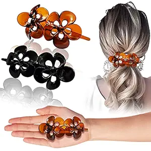 Sanas Hair Clips For Women 4 Piece Hair Accessories Korean Clutchers For Hair Claw Clips Butterfly Clips Fancy Hair Clips For Women Cute Clips Hair Clip Set Stylish Hair Clips Black And Brown Colour
