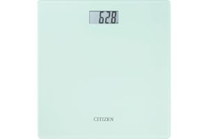 CITIZEN HMS324 Weiße/schwarze digitale Körperwaage. Schlankes Design, vergleichbar mit früheren Messergebnissen, schlankes Design mit sofortiger Gewichtsmessung, LCD-Display und Hartglas