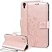 Produktbild SMART LEGEND Huawei Y6 Lederhülle Schmetterling Weinstock Premium Schutzhülle Wallet Case Rosegold Muster Design Etui Brieftasche Ledertasche mit Handschlaufe Neu Zubehör im Bookstyle Cover Schale mit Ständer Standfunktion Etui Karten Slot und Magnetverschluss Flip Case